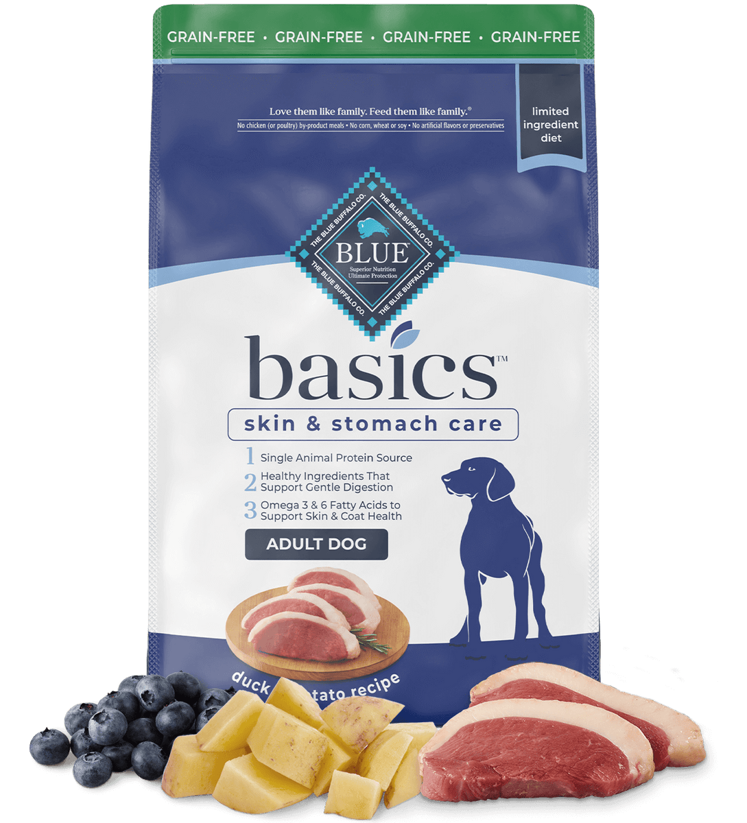 Blue basics grain hot sale free dog food