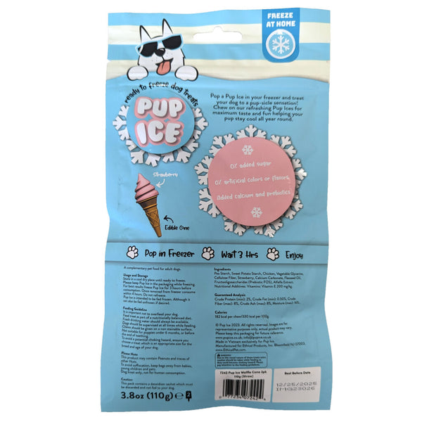 Pup Ice Waffle Cones Strawberry 2-Pack