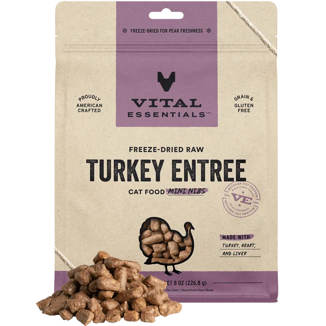 Vital Essentials Freeze-Dried Raw Mini Nibs Turkey Cat Food