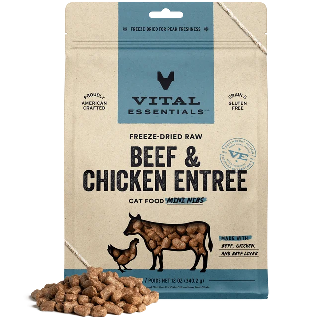 Vital Essentials Freeze-Dried Raw Mini Nibs Beef & Chicken Cat Food