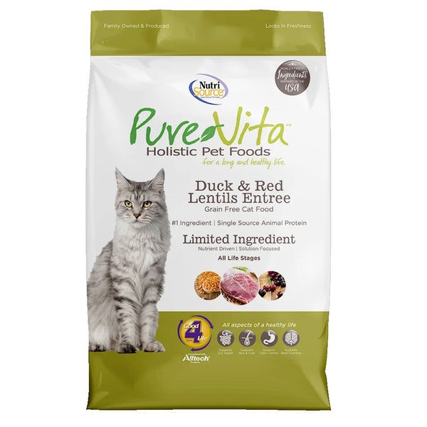 Nutrisource Pure Vita Grain Free Duck Red Lentils Entree Dry Cat Foo