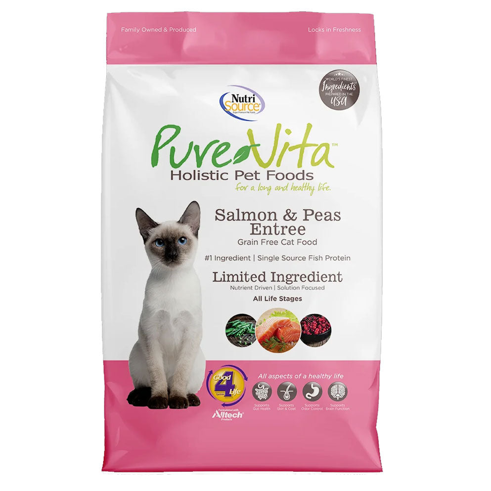 Nutrisource Pure Vita Grain Free Salmon Peas Entree Dry Cat Food