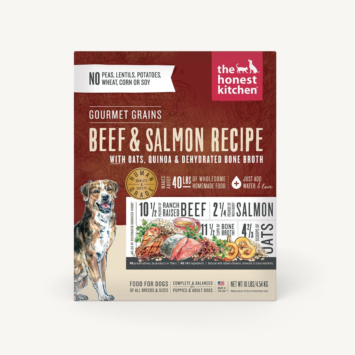 The Honest Kitchen Gourmet Grains Beef Salmon Recipe with Oats Quin