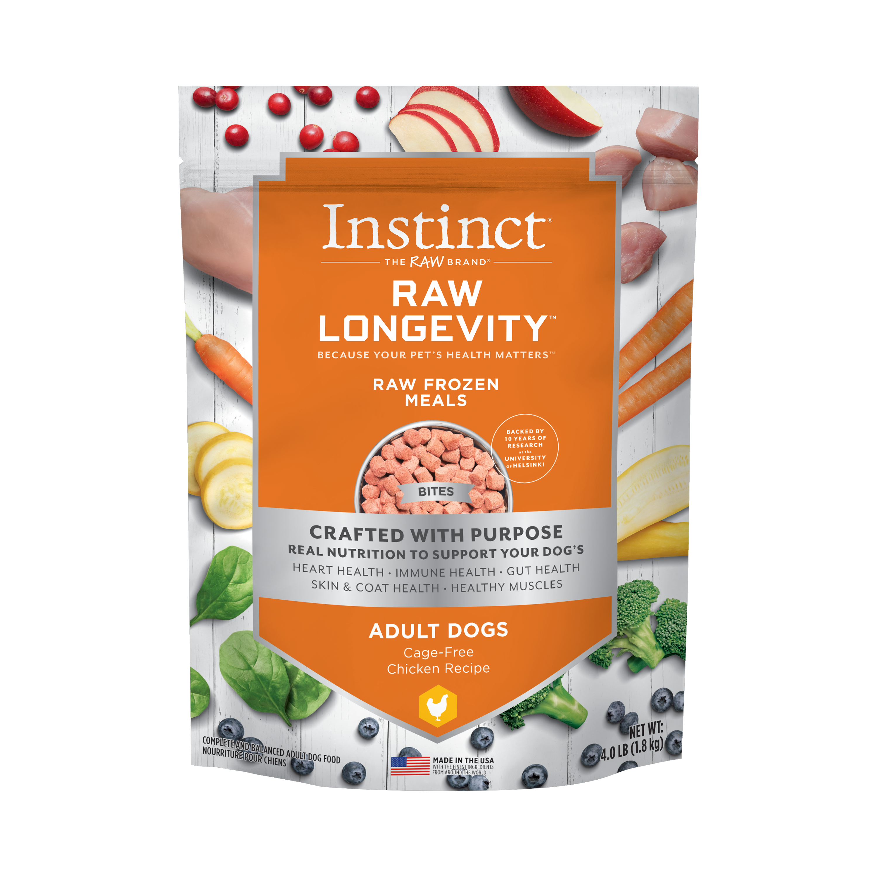 Instinct Raw Longevity Cage Free Chicken Bites Frozen Dog Food